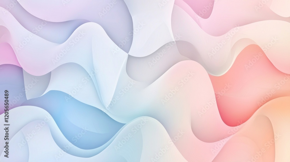 Poster seamless abstract pattern in soft pastel colors with smooth wavy lines background