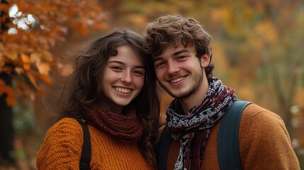 Fototapeta premium couple in autumn park
