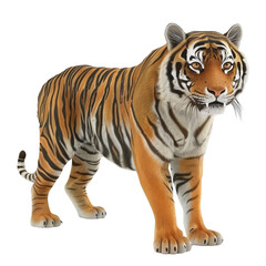 Fototapeta premium Majestic Tiger 3D Render in Black and White, Fierce Animal Concept Model, Realistic Wildlife Art, Isolated on Transparent Background