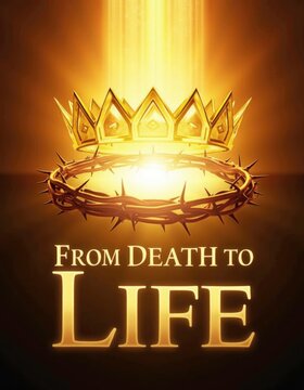 crown of thorns transforming into a golden crown, symbolizing victory over death . easter concept