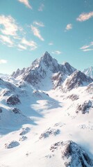 Fototapeta premium A stunning view of snow-covered mountains under a clear blue sky.