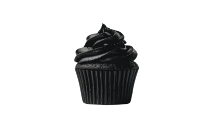 Black cupcake on transparent background 