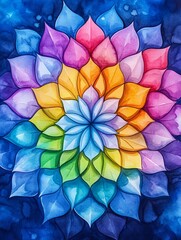 Fototapeta premium Colorful Symmetrical Watercolor Mandala Design
