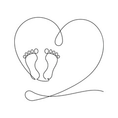 Continuous one line Foot sole drawing of minimalist outline vector icon