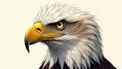 Fototapeta premium Majestic Bald Eagle Portrait: A Close-Up Digital Painting of a North American Eagle