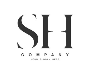 SH logo design. Initial letter s and h serif font style. Creative classic company name typography. Trendy logotype or identity.