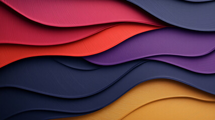 Obraz premium Abstract layered waves with red, gold, and blue tones 