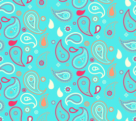 Naklejka premium Leaf paisley and old vibrant. Henna background a rug geometry. Textured pattern to springtime botanical.