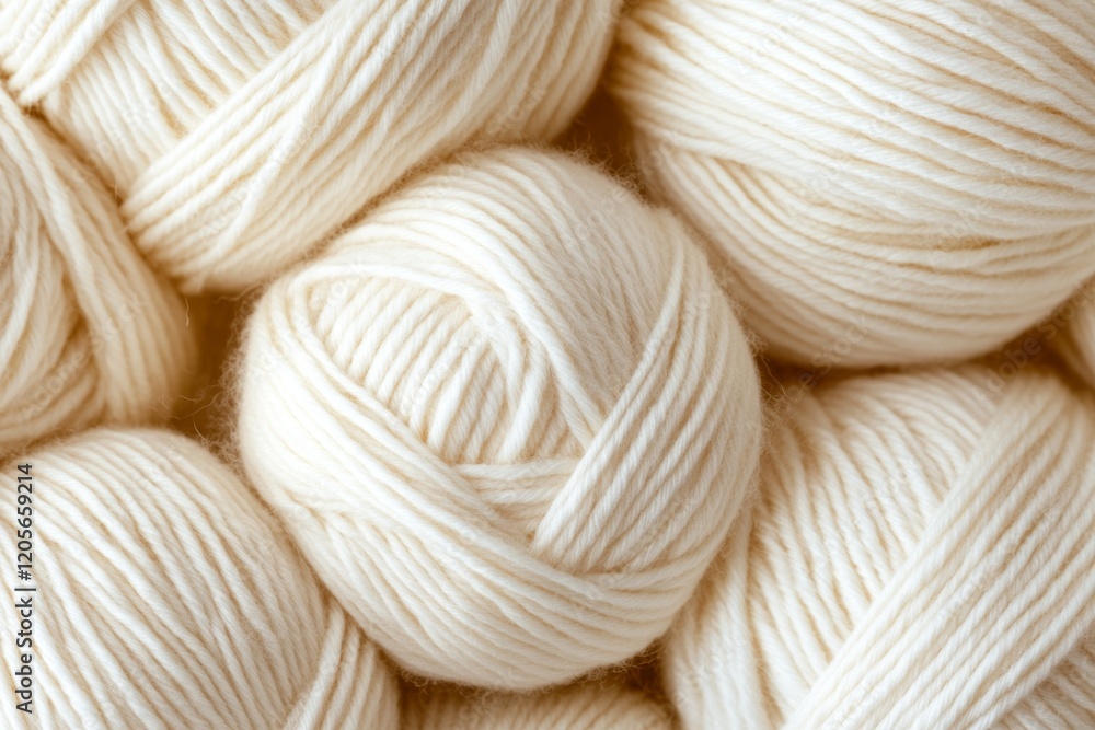 Poster a close-up of textured wool yarn, showing the fine details and soft fuzz of the fibers