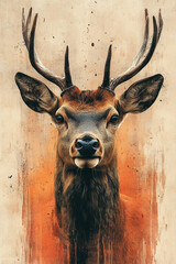 Majestic Deer Portrait Against Artistic Background