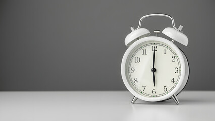 Vintage alarm clock isolated on on grey background