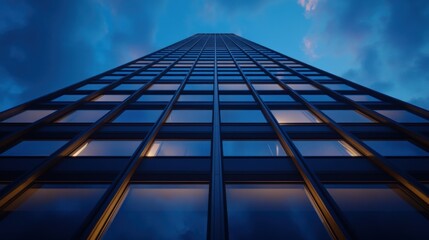 Majestic Skyscraper at Dusk: A Symphony of Glass and Steel