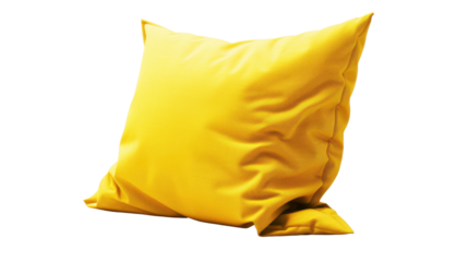 Yellow pillow on transparent background