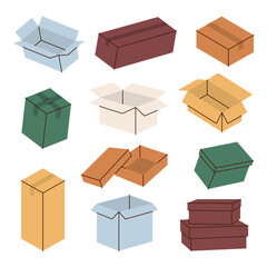 Package boxes. Present gift boxes. Vector illustration.