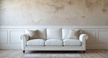 White sofa against a light toned wall backdrop