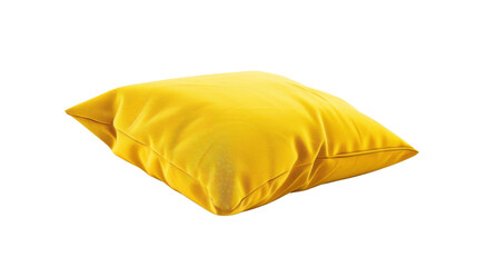 Yellow pillow on transparent background
