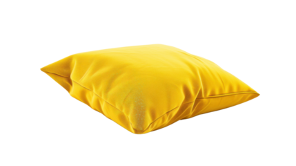 Yellow pillow on transparent background