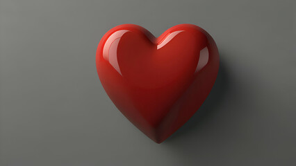 A minimalistic signal red heart, slightly tilted, with sharp edges, creating a modern and sleek design.