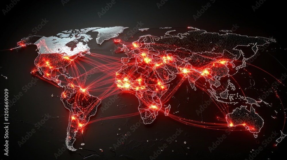 Aufkleber global connectivity data visualization digital world infographic modern technology aerial view netwo