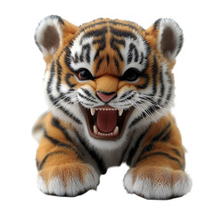 Fototapeta premium tiger 3D with a funny face isolate