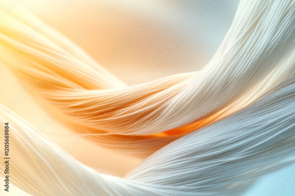 Poster a hyper-realistic close-up of yarn fibers, showing intricate details of the twisted strands and soft