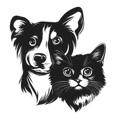 Obraz premium Abstract Design of Dog and Cat Heads Isolated