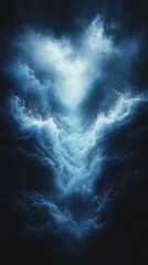 Fototapeta premium Dark Ocean Waves Crashing Towards Light