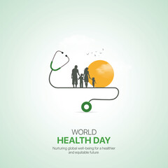 World Health Day. World Health Day creative ads design April 7. social media poster, vector, 3D illustration. 