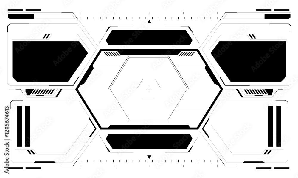 Poster hud white sci-fi interface screen view grey geometric design virtual reality futuristic technology c