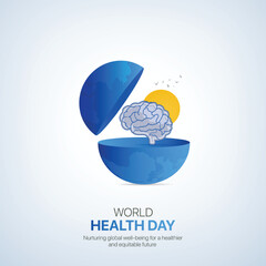 World Health Day. World Health Day creative ads design April 7. social media poster, vector, 3D illustration. 