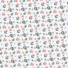 Minimalist floral pattern with small pastel colored flowers. Perfect for textile designs, wallpapers or as a backdrop for elegant and vintage designs