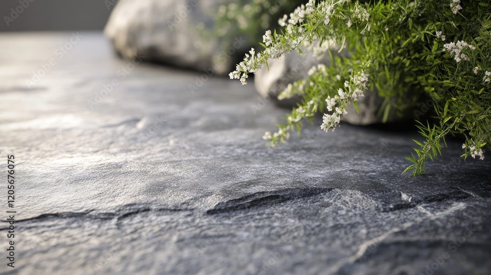 Aufkleber close-up view of smooth textured stone with visible grain and light reflection, accentuated by small