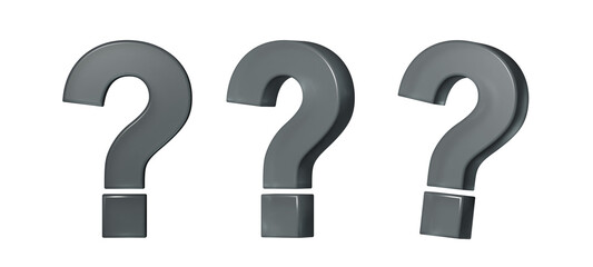 black question mark shape cutout with different angle variations	