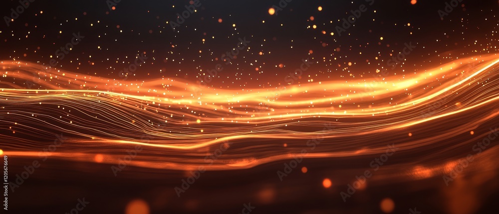 Poster a vibrant wave of golden light flows through a dark background, creating a dynamic and captivating v