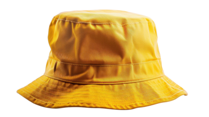 Yellow bucket hat on transparent background