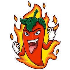 Hot Chili Pepper Cartoon with tongue out