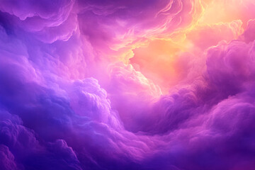 Abstract Fantasy Landscape with Swirling Purple Clouds: A Dreamlike Vision of Imagination