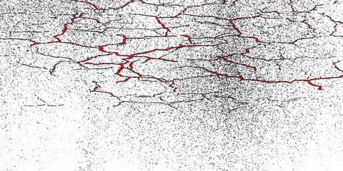 White background with touches of red and black cracks on a modern backdrop. grunge dirty powder. for slide images, posters and wallpapers.