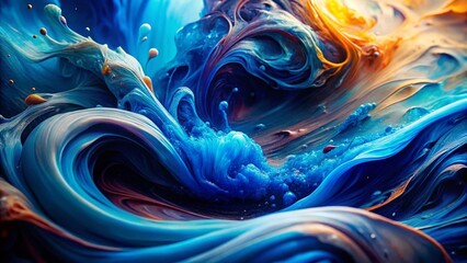 Obraz premium Abstract Blue Paint Explosion Macro Photography Background - Vibrant Fluid Art Texture