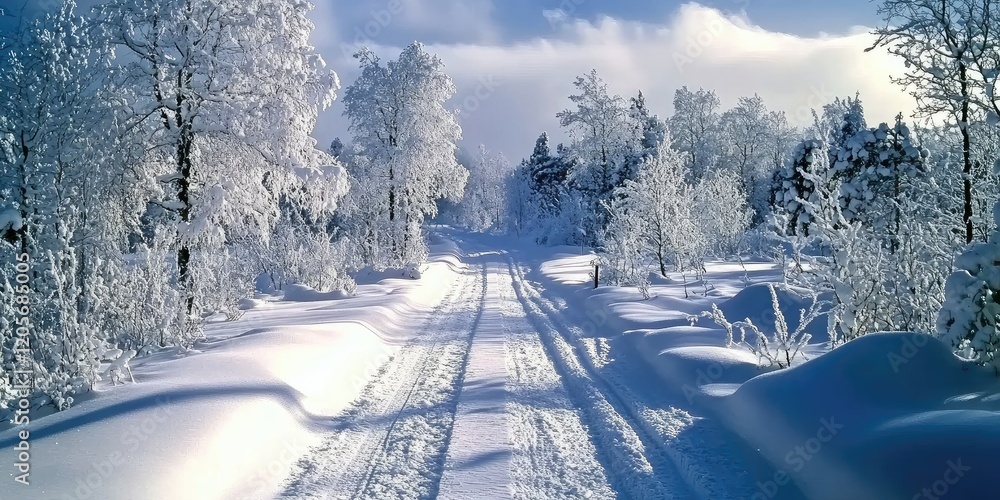 Canvas Prints snow covered road