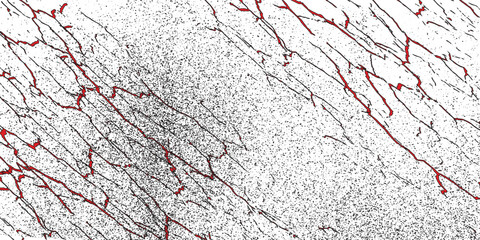 White background with touches of red and black cracks on a modern backdrop. grunge dirty powder. for slide images, posters and wallpapers.