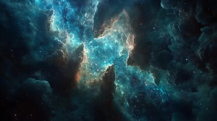 Obraz premium A Celestial Nebula with Glowing Gas and Scattered Stars