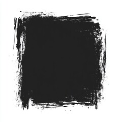 Black square grunge brush stroke texture isolated on white background.