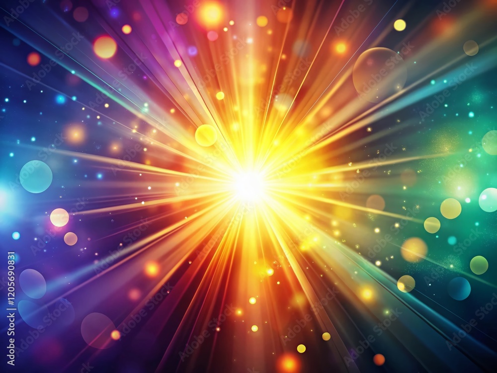 Poster abstract gradient light rays bokeh background - soft focus, colorful blurred lights