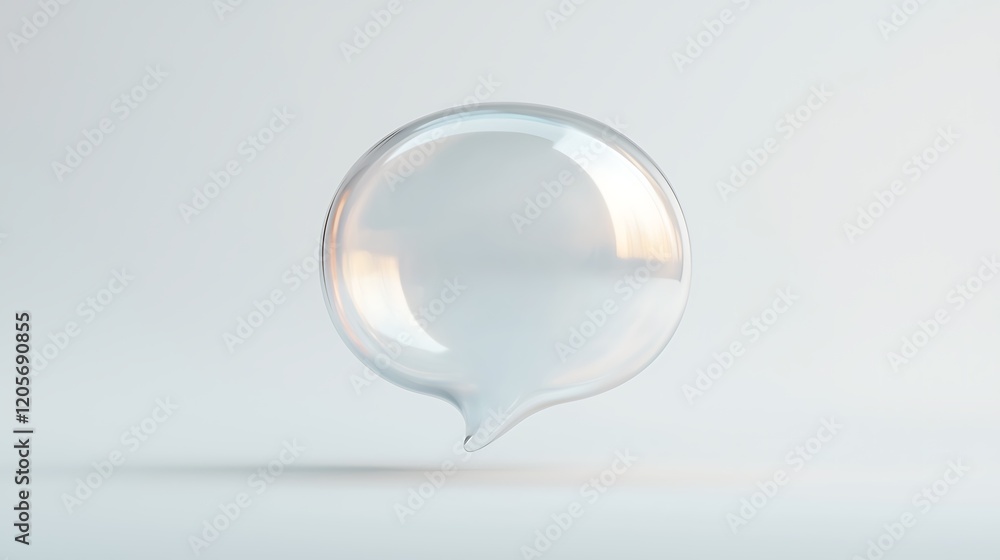 Poster a translucent speech bubble icon floating against a soft background, symbolizing communication and c
