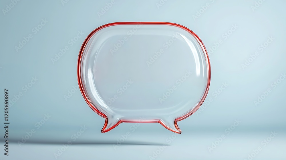 Poster a transparent speech bubble with a red outline, symbolizing communication and conversation against a