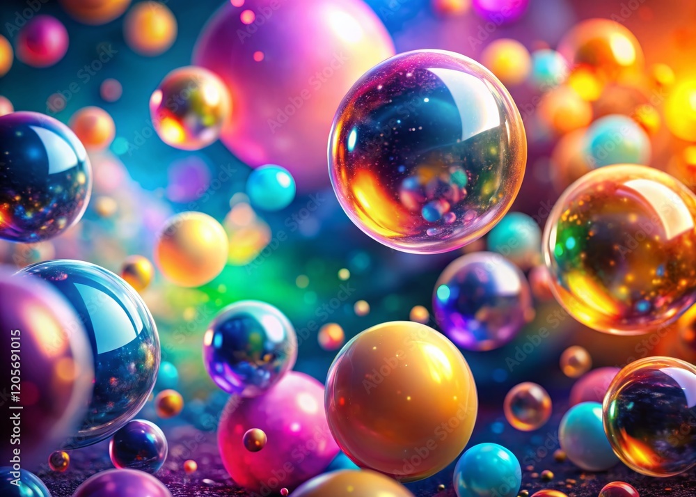 Poster abstract gradient sphere background with bokeh effect - colorful, soft focus, blurred circles