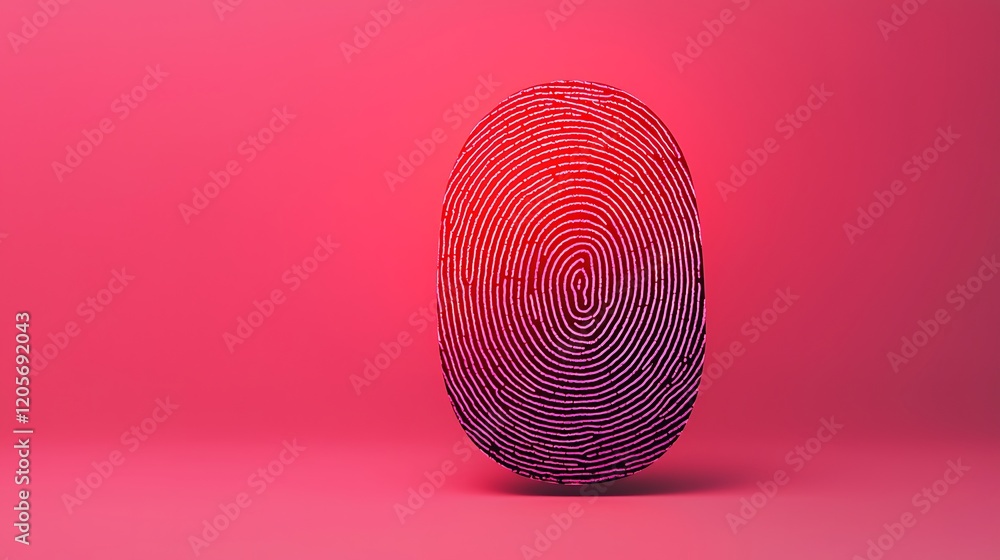 Poster a stylized fingerprint design displayed against a vibrant pink background, emphasizing uniqueness an