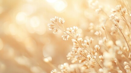 Soft focus beige bokeh background with warm undertones and delicate floral details