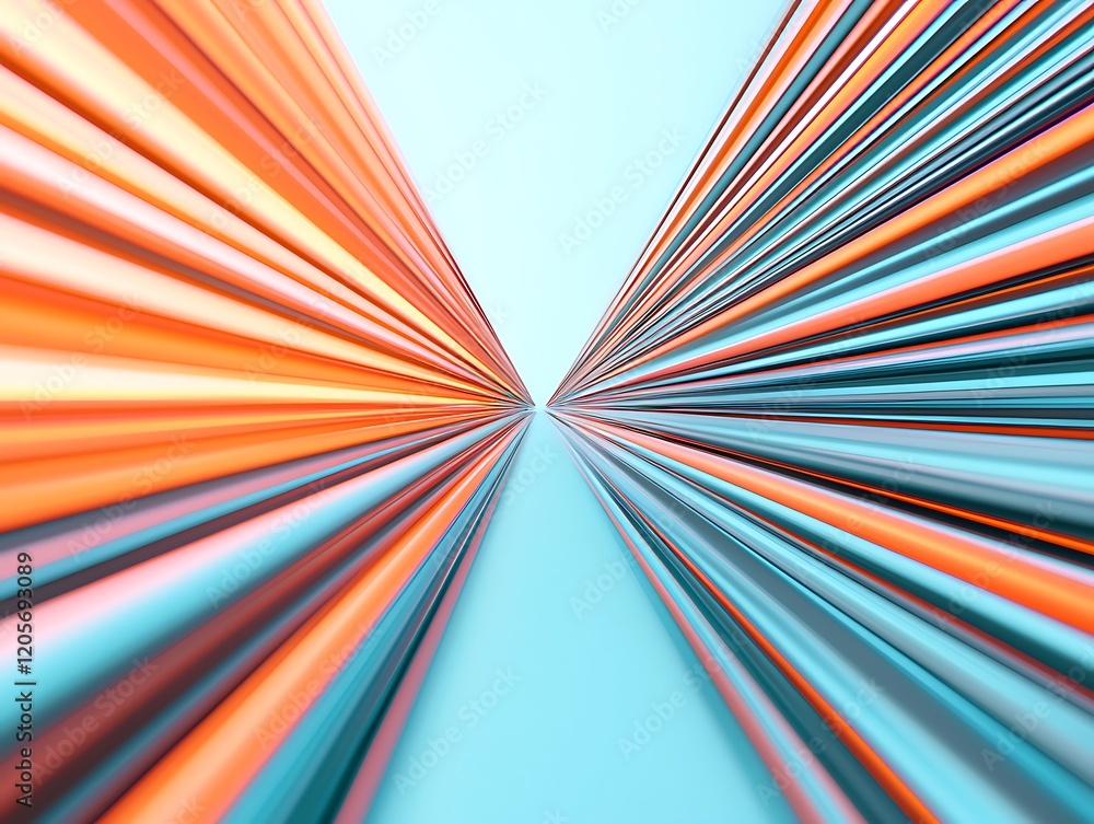 Poster a vibrant abstract image featuring converging lines in bright colors, creating a sense of depth and 